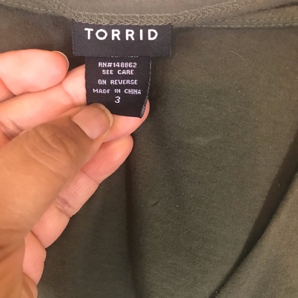 TORRID OLIVE EMBROIDERED CHOKER TEE - Picture 9 of 10